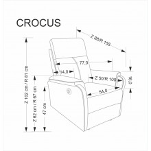 Fotel welurowy z funkcją elektrycznego rozkładania Crocus beżowy Halmar