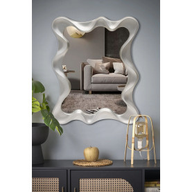 Lustro na ścianę futurystyczne Deco 90x70cm srebrny antyczny Halmar