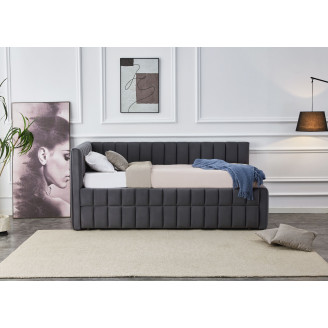 Łóżko pikowane z wysuwanym dolnym materacem Derby 90x200cm popiel Halmar