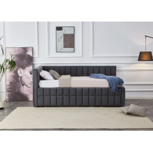 Łóżko pikowane z wysuwanym dolnym materacem Derby 90x200cm popiel Halmar