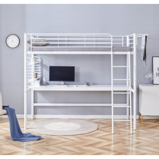 Łóżko piętrowe z biurkiem i organizerem Dolce 90x200cm białe Halmar