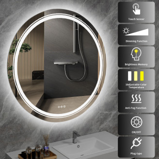 Lustro łazienkowe z podświetleniem LED Dover 80cm srebrne rama Halmar