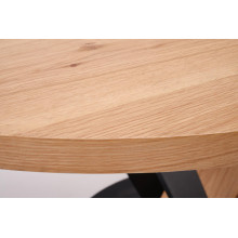 Stół okrągły na jednej nodze rozkładany Fanis 120-160cm naturalny / czarny Halmar