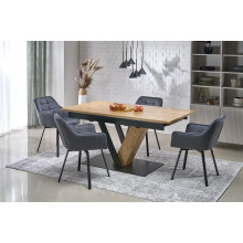 Stół rozkładany na jednej nodze Fanis 160-220x90cm naturalny / czarny Halmar
