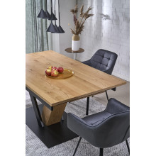 Stół rozkładany na jednej nodze Fanis 160-220x90cm naturalny / czarny Halmar