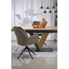 Stół rozkładany na jednej nodze Fanis 160-220x90cm naturalny / czarny Halmar