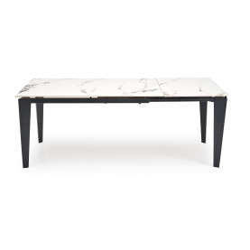 Stół rozkładany nowoczesny Felix 141-201x81cm biały marmur / czarny Halmar
