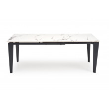 Stół rozkładany nowoczesny Felix 141-201x81cm biały marmur / czarny Halmar