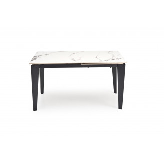 Stół rozkładany nowoczesny Felix 141-201x81cm biały marmur / czarny Halmar