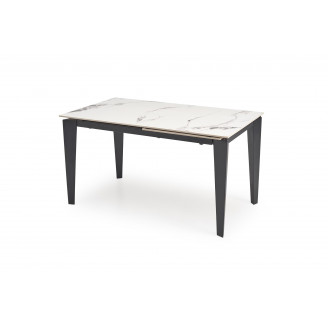 Stół rozkładany nowoczesny Felix 141-201x81cm biały marmur / czarny Halmar
