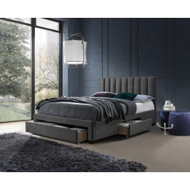 Łóżko welurowe z szufladami Grace 140x200cm popiel velvet Halmar