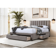 Łóżko welurowe z szufladami Grace 160x200cm beżowy velvet Halmar