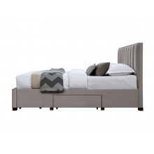 Łóżko welurowe z szufladami Grace 160x200cm beżowy velvet Halmar