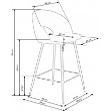 Krzesło barowe tapicerowane H-96 65cm czarne Halmar
