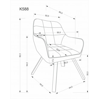 Krzesło welurowe z podłokietnikiem K588 beżowe Halmar
