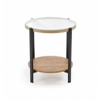 Stolik szklany z półką Kamala 53cm przeźroczysty / naturalny / czarny Halmar