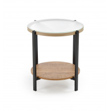 Stolik szklany z półką Kamala 53cm przeźroczysty / naturalny / czarny Halmar
