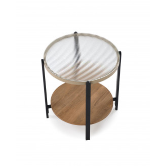 Stolik szklany z półką Kamala 53cm przeźroczysty / naturalny / czarny Halmar