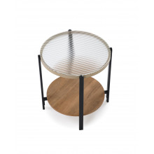 Stolik szklany z półką Kamala 53cm przeźroczysty / naturalny / czarny Halmar
