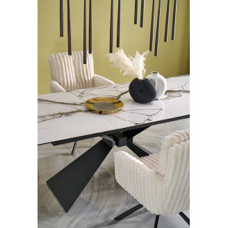 Stół rozkładany ceramiczny Luciano 180-230x90cm biały marmur / czarny Halmar