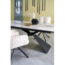 Stół rozkładany ceramiczny Luciano 180-230x90cm biały marmur / czarny Halmar