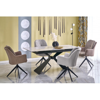 Stół rozkładany ceramiczny Luciano 180-230x90cm biały marmur / czarny Halmar