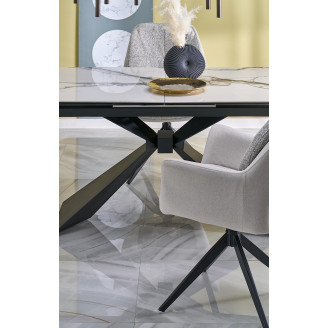 Stół rozkładany ceramiczny Luciano 180-230x90cm biały marmur / czarny Halmar