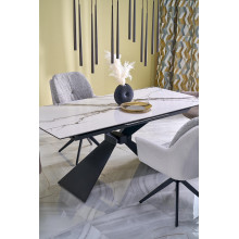 Stół rozkładany ceramiczny Luciano 180-230x90cm biały marmur / czarny Halmar