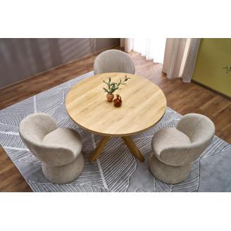 Stół okrągły 4-osobowy Morus 120cm odcienie drewna naturalnego Halmar