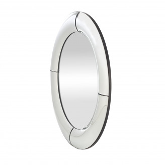 Lustro okrągłe glamour Moon 80cm srebrna rama Halmar