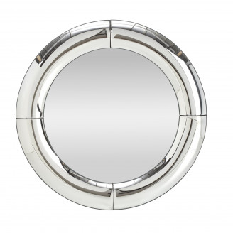 Lustro okrągłe glamour Moon 80cm srebrna rama Halmar