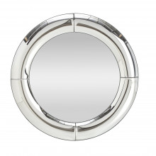 Lustro okrągłe glamour Moon 80cm srebrna rama Halmar