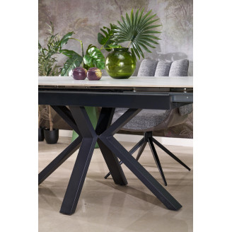 Stół rozkładany nowoczesny Platan 140-180x85cm biały marmur / czarny Halmar