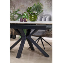 Stół rozkładany nowoczesny Platan 140-180x85cm biały marmur / czarny Halmar