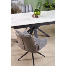 Stół rozkładany nowoczesny Platan 140-180x85cm biały marmur / czarny Halmar