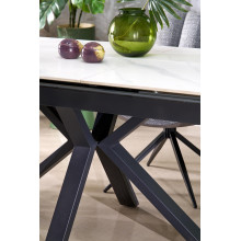 Stół rozkładany nowoczesny Platan 140-180x85cm biały marmur / czarny Halmar