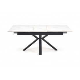 Stół rozkładany nowoczesny Platan 140-180x85cm biały marmur / czarny Halmar