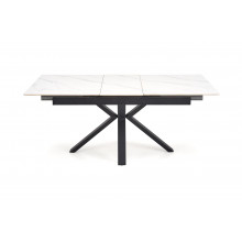 Stół rozkładany nowoczesny Platan 140-180x85cm biały marmur / czarny Halmar