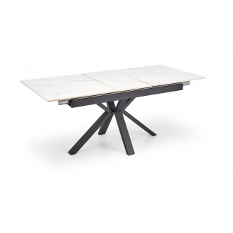Stół rozkładany nowoczesny Platan 140-180x85cm biały marmur / czarny Halmar