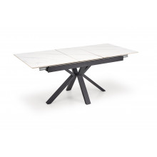 Stół rozkładany nowoczesny Platan 140-180x85cm biały marmur / czarny Halmar