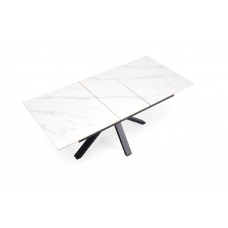 Stół rozkładany nowoczesny Platan 140-180x85cm biały marmur / czarny Halmar