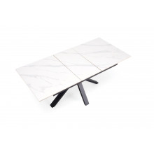 Stół rozkładany nowoczesny Platan 140-180x85cm biały marmur / czarny Halmar