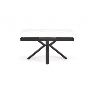 Stół rozkładany nowoczesny Platan 140-180x85cm biały marmur / czarny Halmar