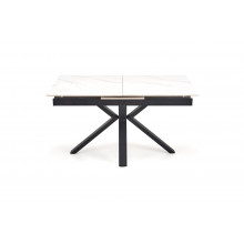 Stół rozkładany nowoczesny Platan 140-180x85cm biały marmur / czarny Halmar