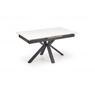 Stół rozkładany nowoczesny Platan 140-180x85cm biały marmur / czarny Halmar