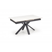 Stół rozkładany nowoczesny Platan 140-180x85cm biały marmur / czarny Halmar