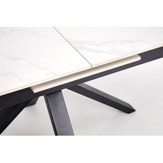 Stół rozkładany nowoczesny Platan 140-180x85cm biały marmur / czarny Halmar