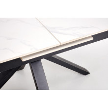 Stół rozkładany nowoczesny Platan 140-180x85cm biały marmur / czarny Halmar