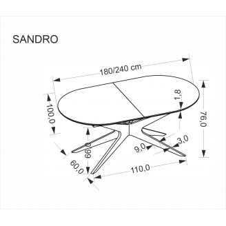 Stół owalny rozkładany Sandro 180-240cm czarny Halmar