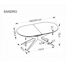 Stół owalny rozkładany Sandro 180-240cm czarny Halmar